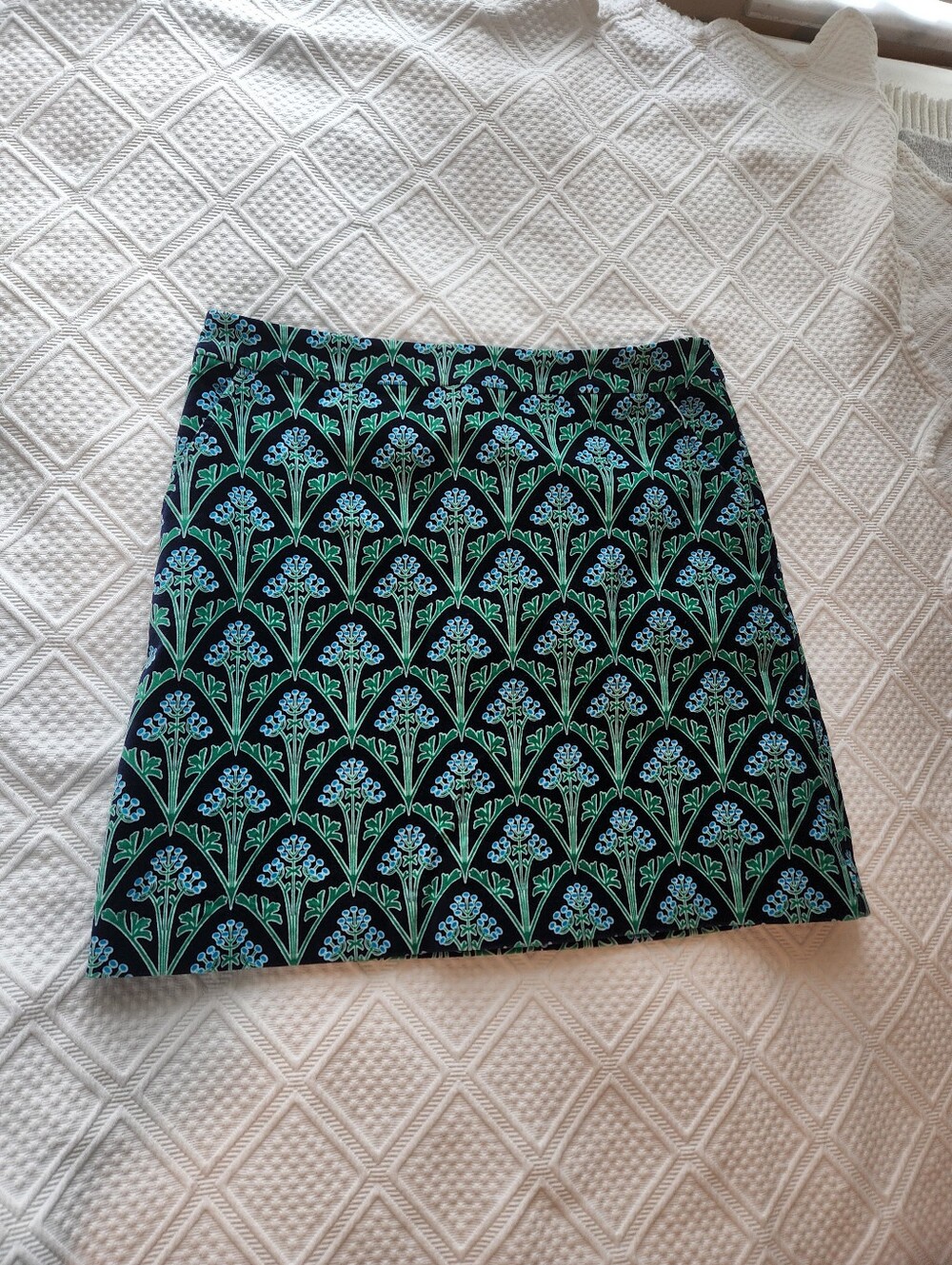 Boden Navy Mini Skirt with Blue and Green Floral Motif